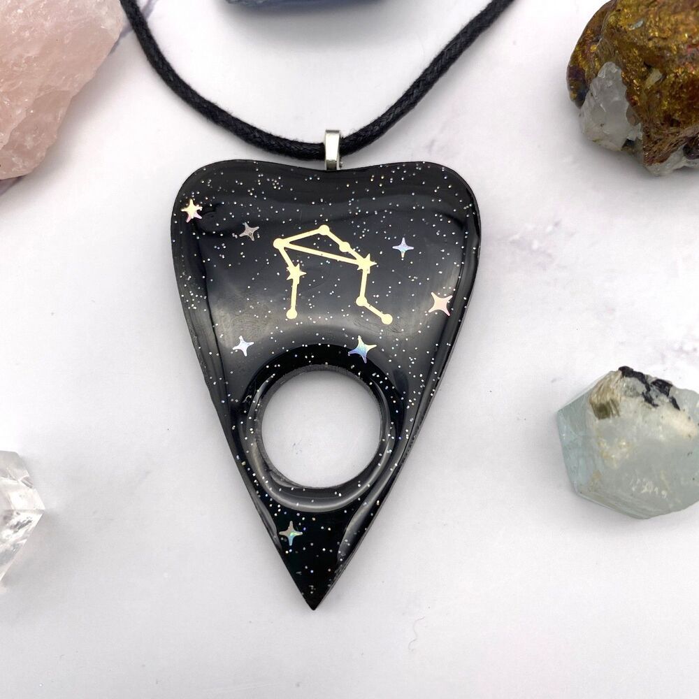 Black Libra zodiac Ouija Planchette Necklace